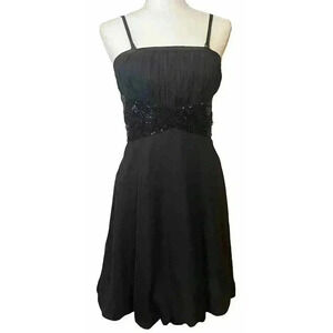 Vintage Versace Jeans Couture Black Dress M 8 Strapless Beaded Mini Flare 1973